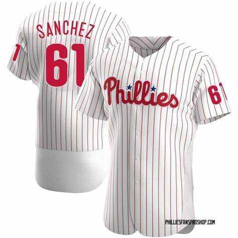 Men%27s Philadelphia Phillies #61 Cristopher Sanchez White Flex Base Stitched Baseball Jersey Dzhi